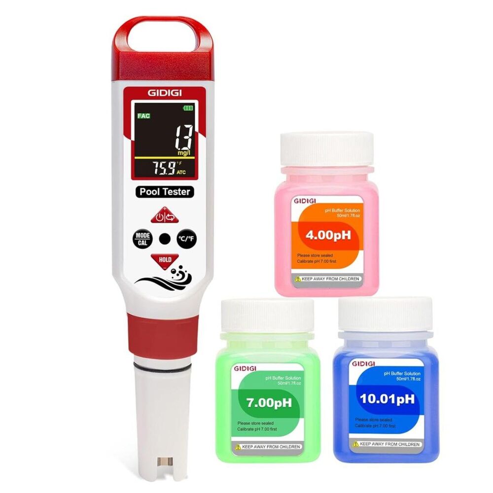 Digital Chlorine Tester for Pool, pH Test kit & Salinity ORP Meter